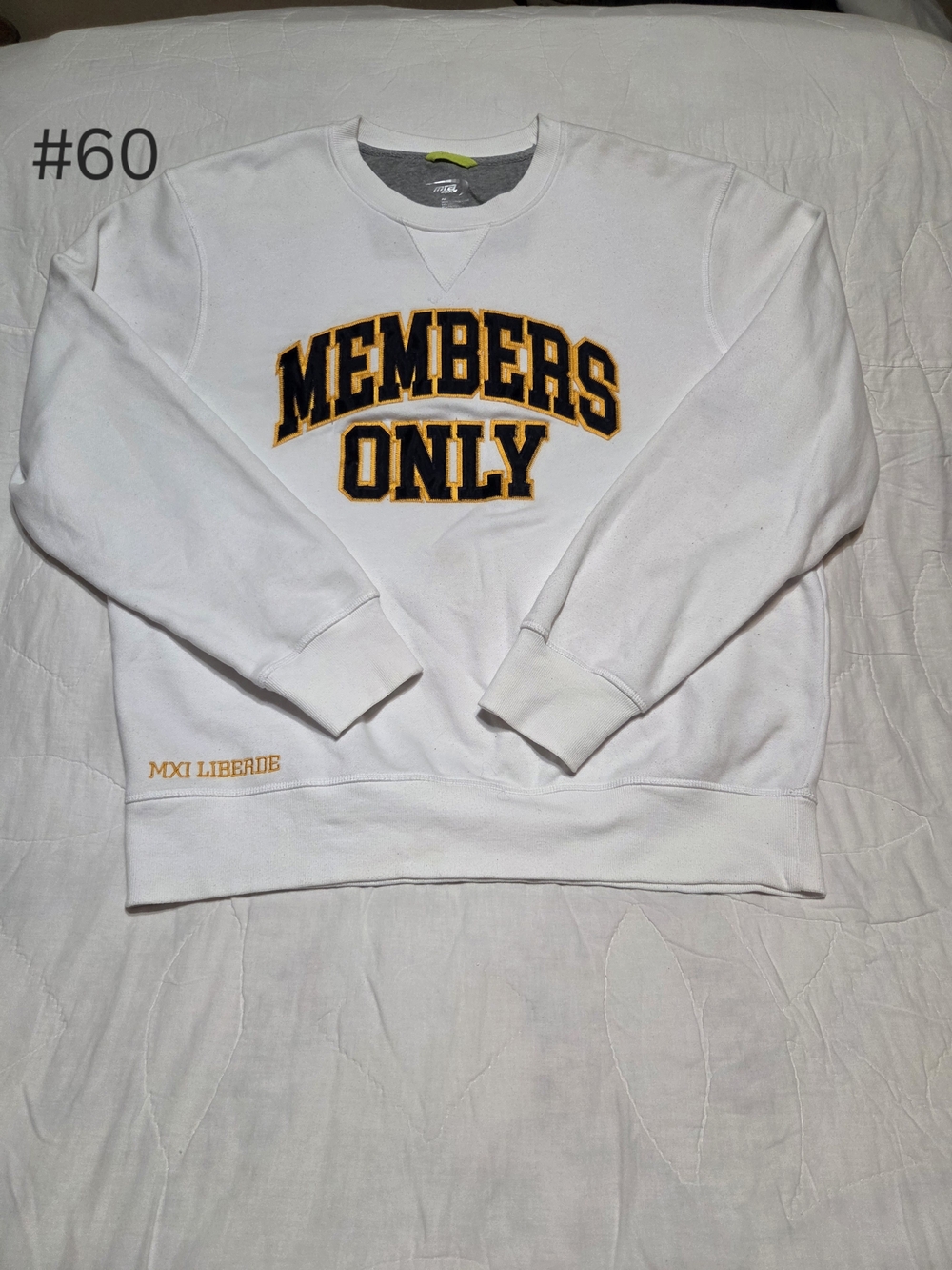 Members Only White Crewneck Sweatshirt Embroidered Graphic Pullover Men's XL